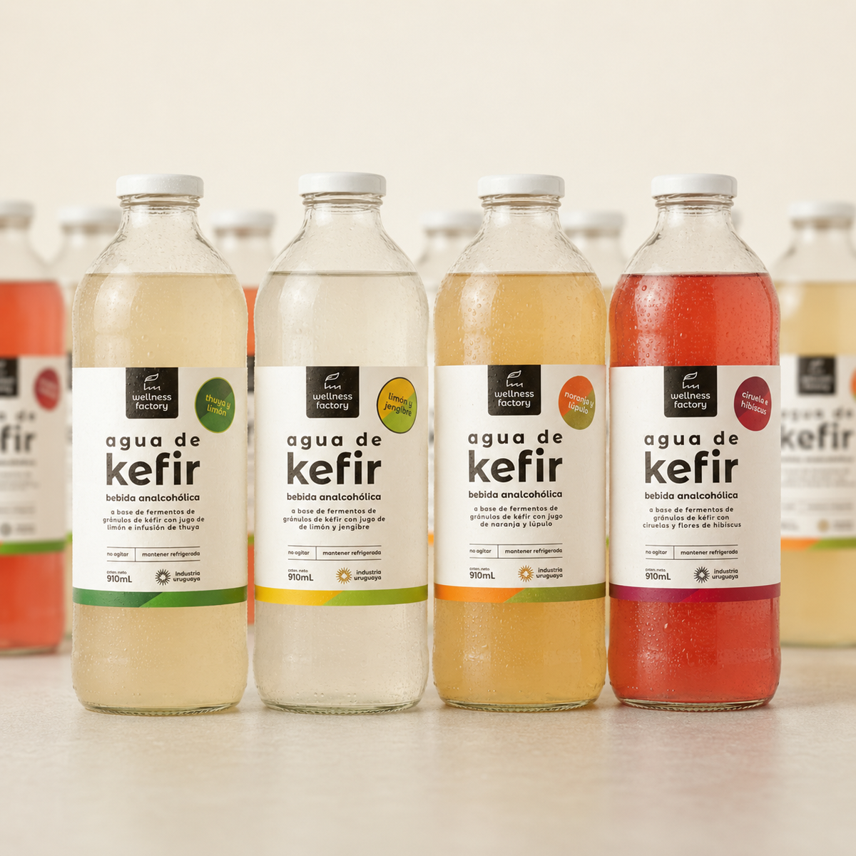 Pack 12 Botellas de Kefir de 910ml — Surtido 4 sabores | Wellness Factory