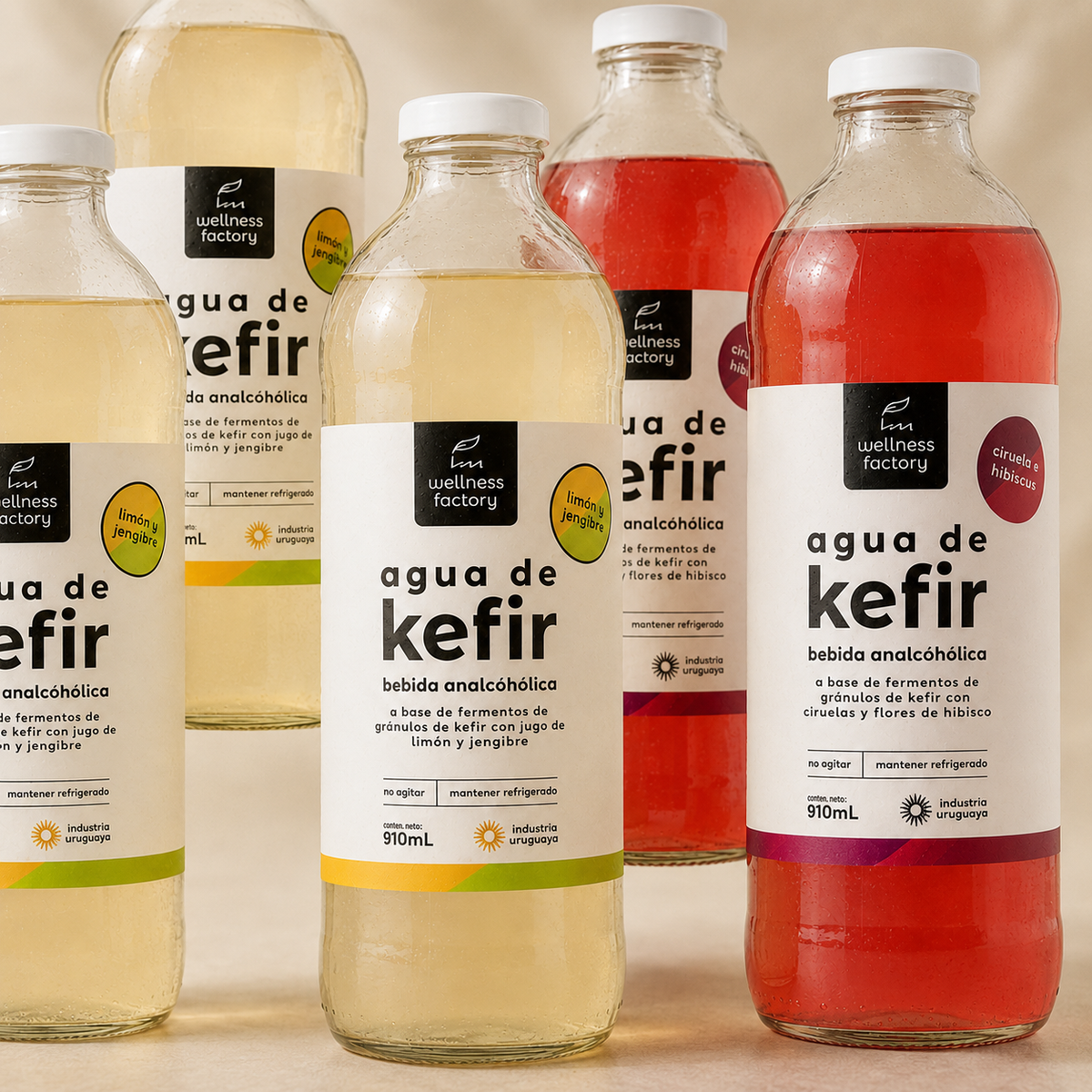 Pack 12 Botellas de Kefir de 910ml — Ciruela y Limón | Wellness Factory