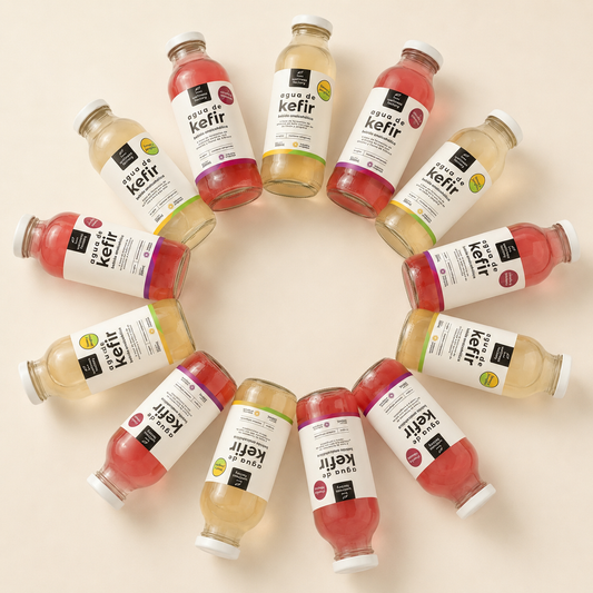 Pack Kefir: 12 Botellas de 330ml — Ciruela e hibiscos y Limón y jengibre | Wellness Factory