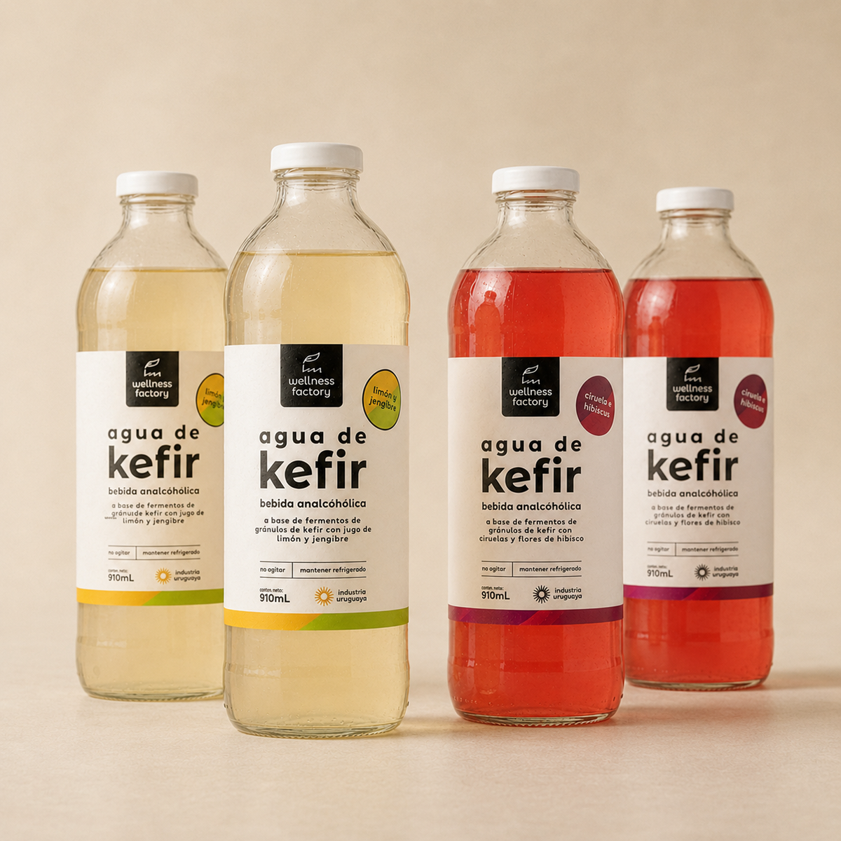 Pack 12 Botellas de Kefir de 910ml — Ciruela y Limón | Wellness Factory