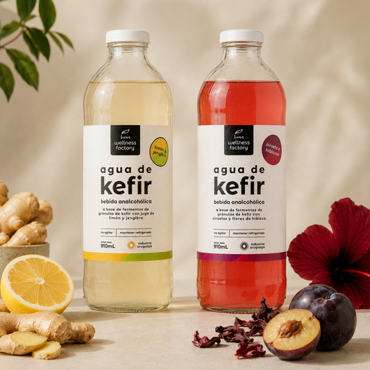 Pack 12 Botellas de Kefir de 910ml — Ciruela y Limón | Wellness Factory