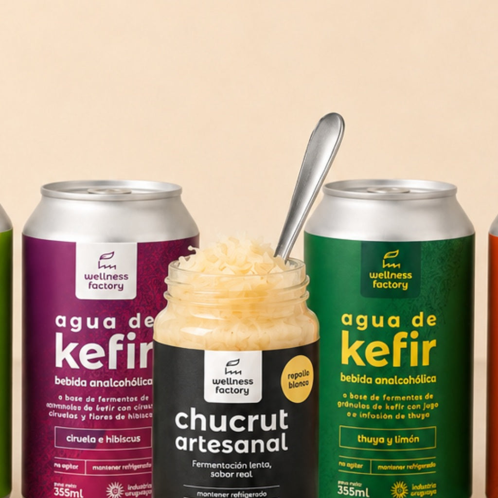 Pack probiótico kefir y chucrut artesanal — salud intestinal Uruguay